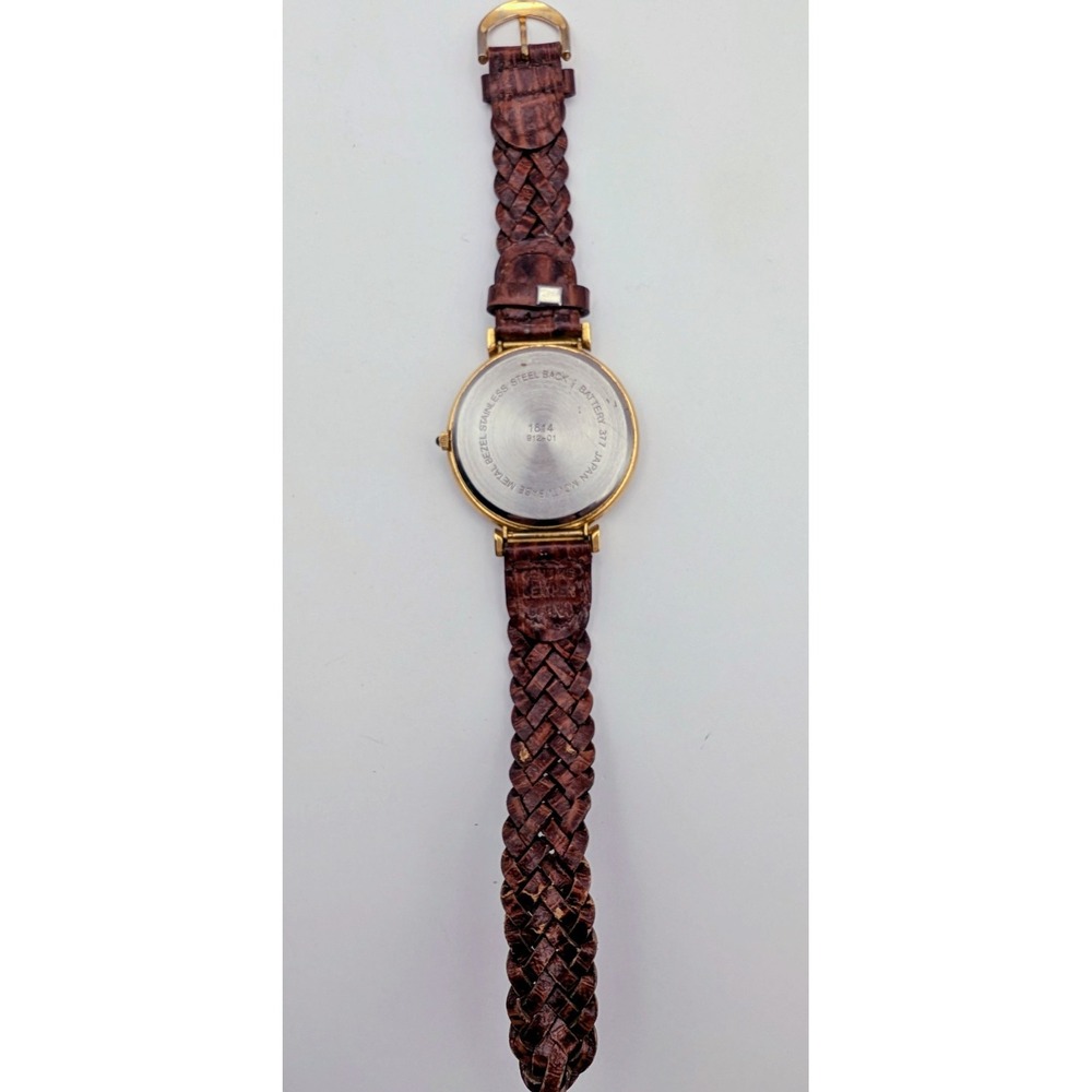 VTG Kathy Ireland GoldTone Brown Braided Leather Band Womens Watch New battery - Picture 5 of 7
